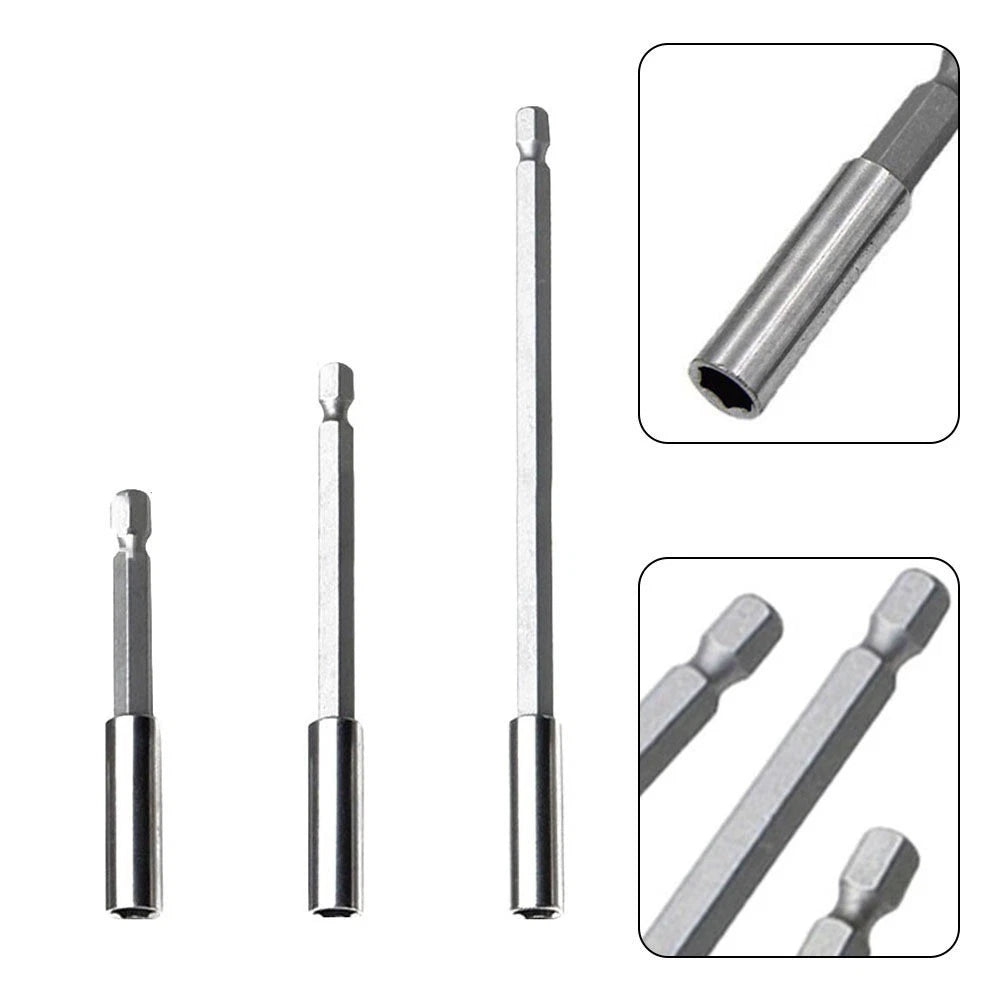 3PC Screw Bit Extension Rods for Quick Change (14 Inch, 75mm, 100mm, 150mm)
