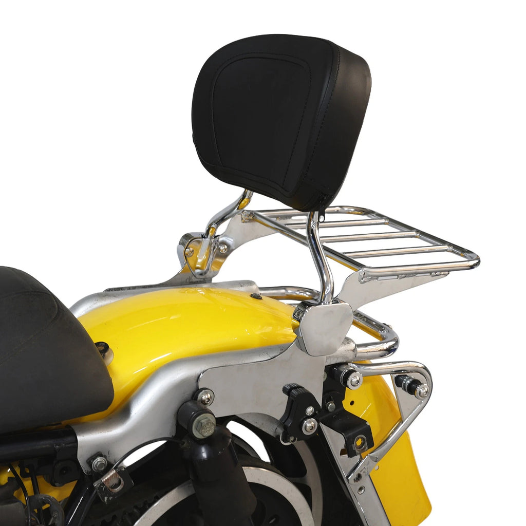 Chrome Backrest Sissy Bar + Luggage Rack for Harley Touring (1994–2008)