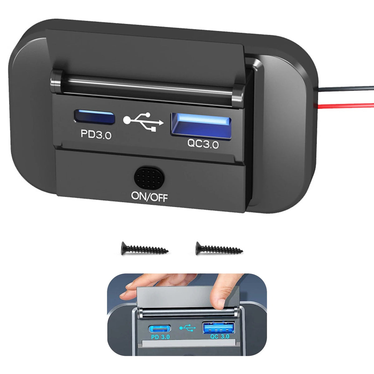 Dual USB QC3.0 Car Fast Charger Socket for Universal Vehicles (12-24V)
