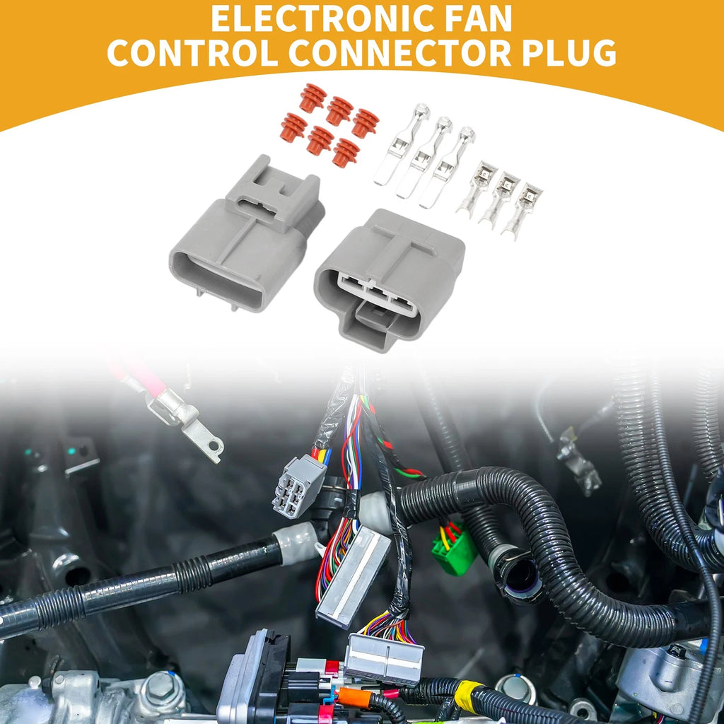 3 Pin Electronic Fan Control Connector Plug for Toyota (1 Set) Plastic Gray