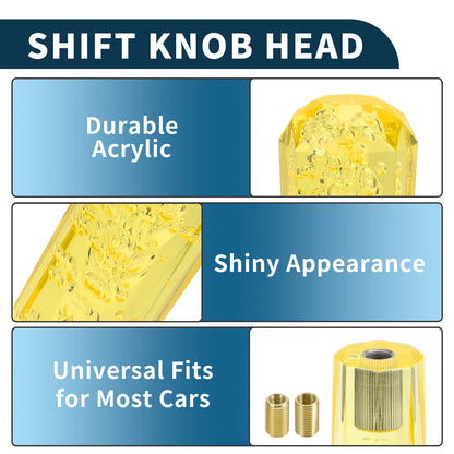 Set of 1 Gear Shift Knob for Universal Fit (20cm, Acrylic Yellow)