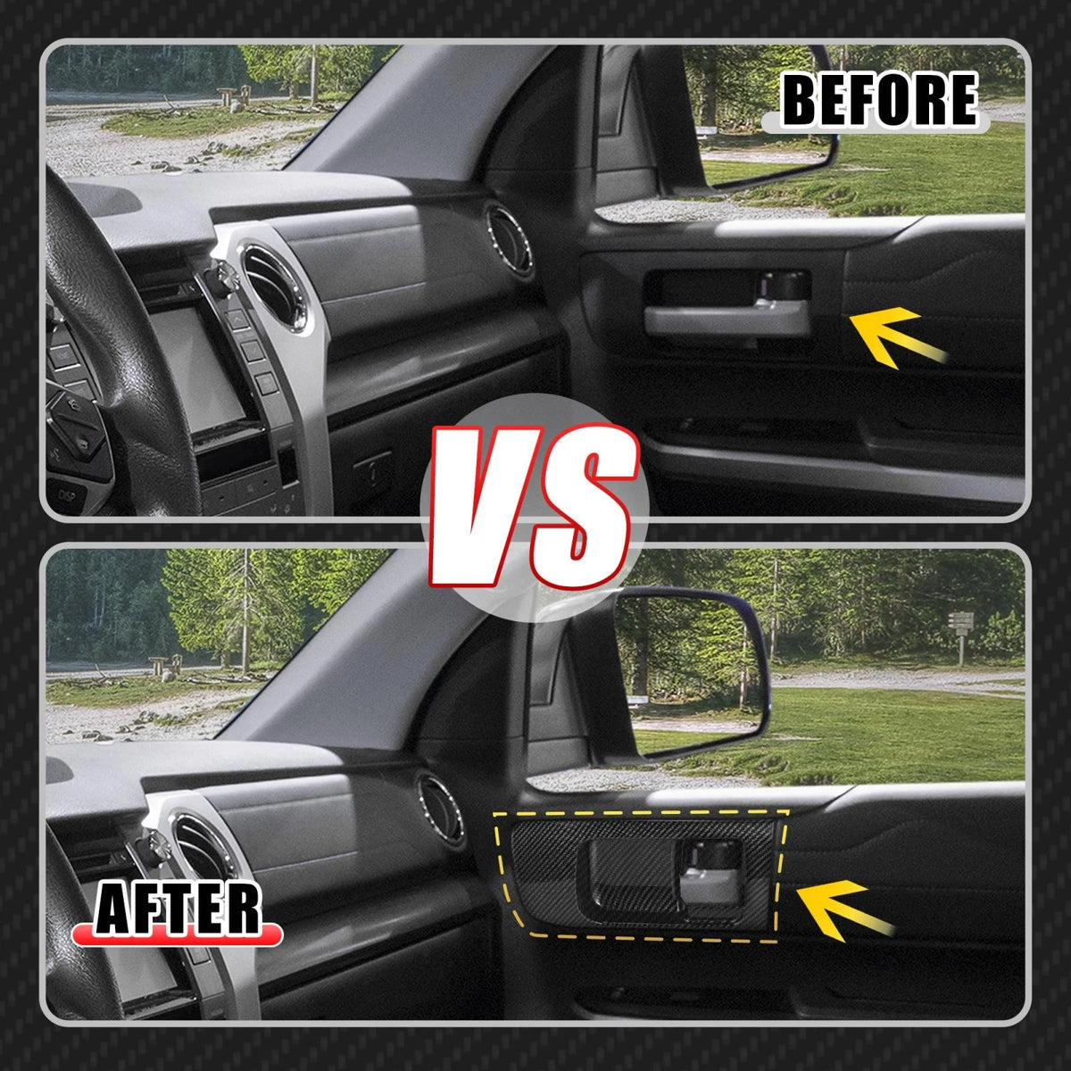 Front Door Handle Bowl Cover Trims Carbon Fiber Pattern for Toyota Tundra (2014–2021)
