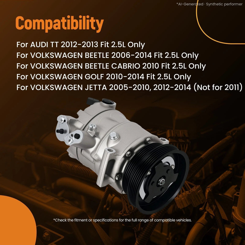 A/C Compressor for Volkswagen Rabbit (2006–2009), Passat 2.5L (2012–2014) CO4574JC