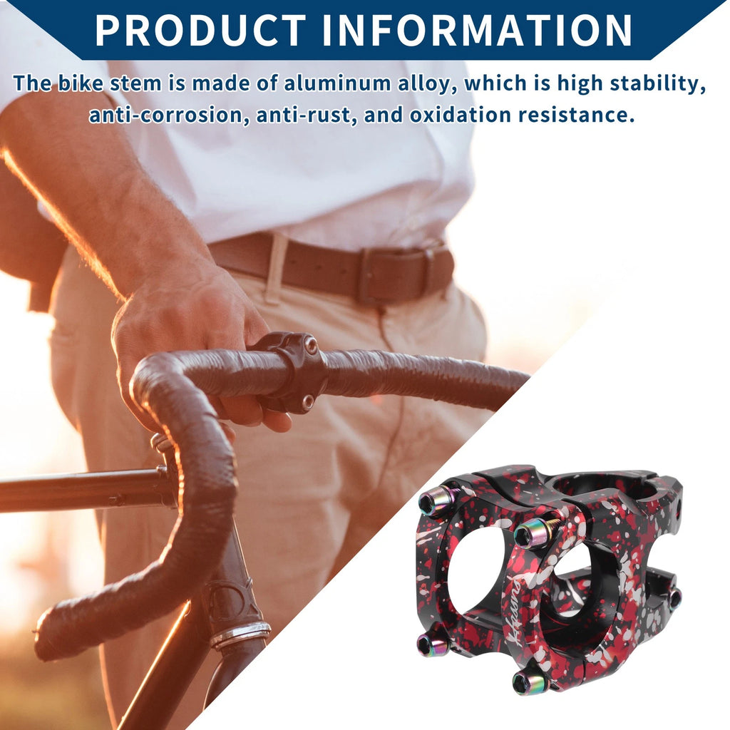 Adjustable Bike Stem Short Handlebar for Bike 35mm Stem Length (Red)