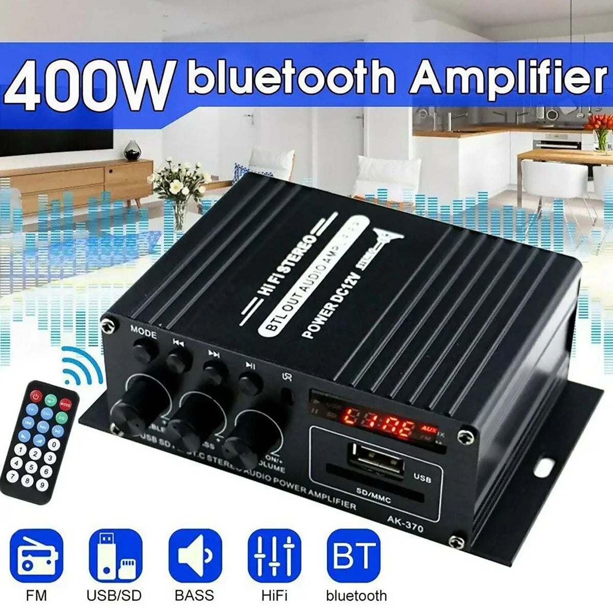 Digital Amplifier Bluetooth HIFI Mini Stereo for Home Car (2010–2023)