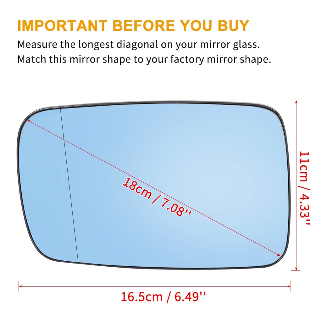 Heated Side Mirror Glass with Backing Plate Left for BMW 325Ci 760Li (1999–2006)