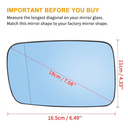 Heated Side Mirror Glass with Backing Plate Left for BMW 325Ci 760Li (1999–2006)