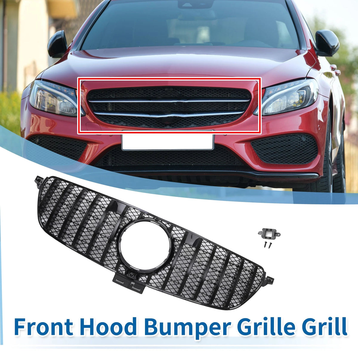 Front Upper Bumper Grille Grill Replacement for Mercedes-Benz GLE450 AMG (2016–2017)