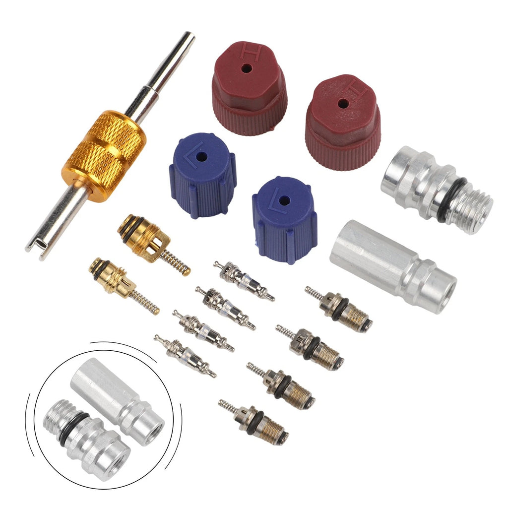 R12 to R134A Conversion Kit for Air Conditioning Systems (17 Pcs)