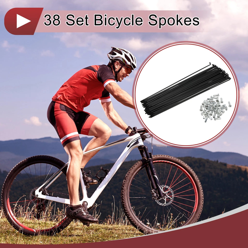 Bicycle Spokes 210mm Carbon Steel Replacement Set for 13G (38-Pack)