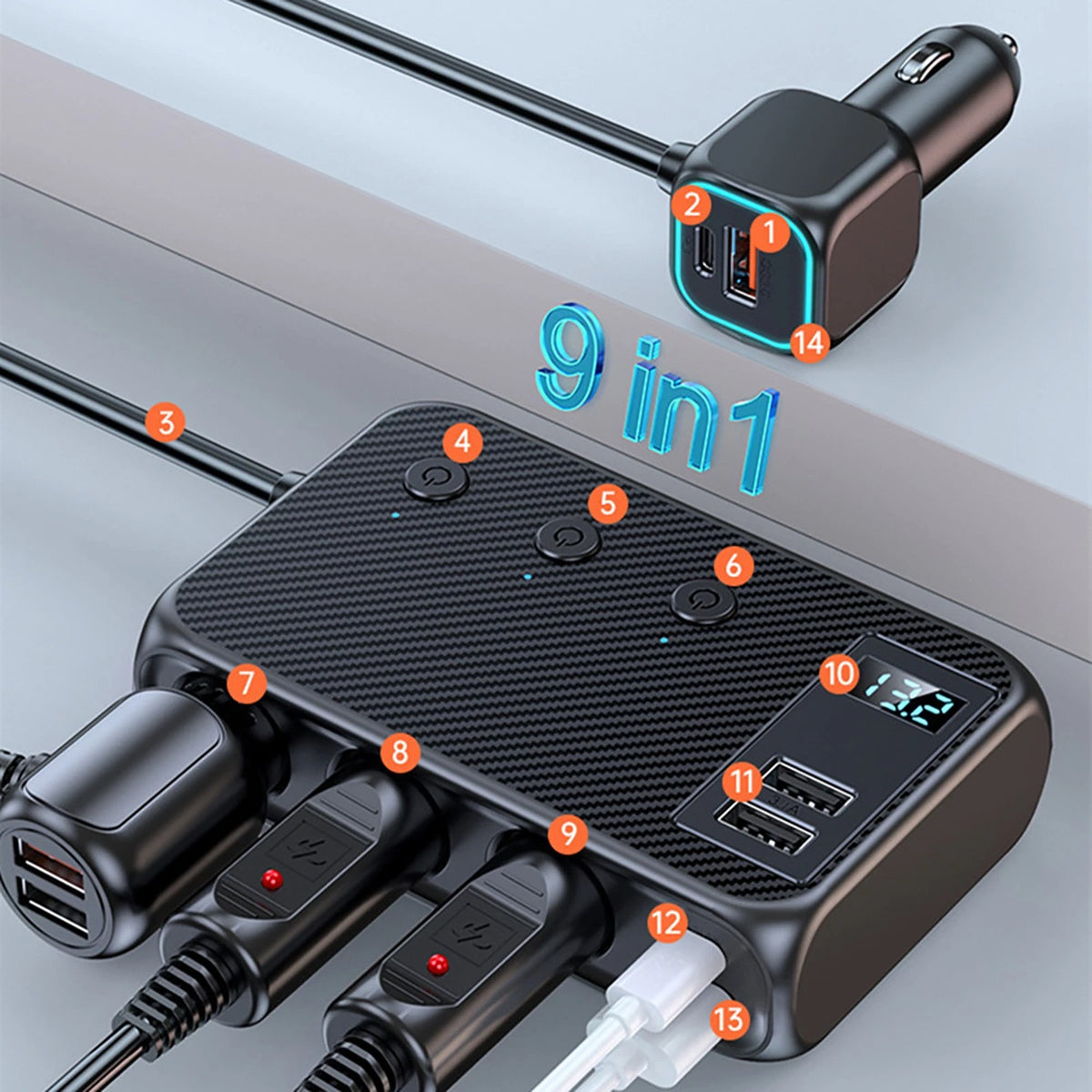Cigarette Lighter Socket Splitter USB Fast Charger for Universal Vehicles (2010–2023)