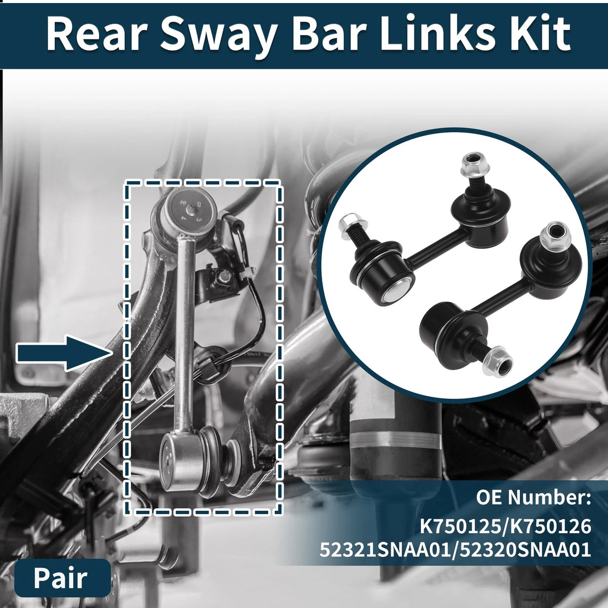 Set of 2 Rear Stabilizer Link Bushingless for Honda Civic (2006–2015) K750125/K75012