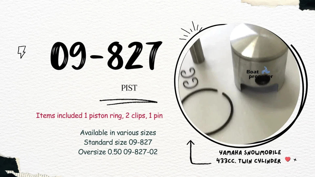 Piston Kit for Yamaha Snowmobile SL433/SS433 (STD) 09-827 820-11631-02-96