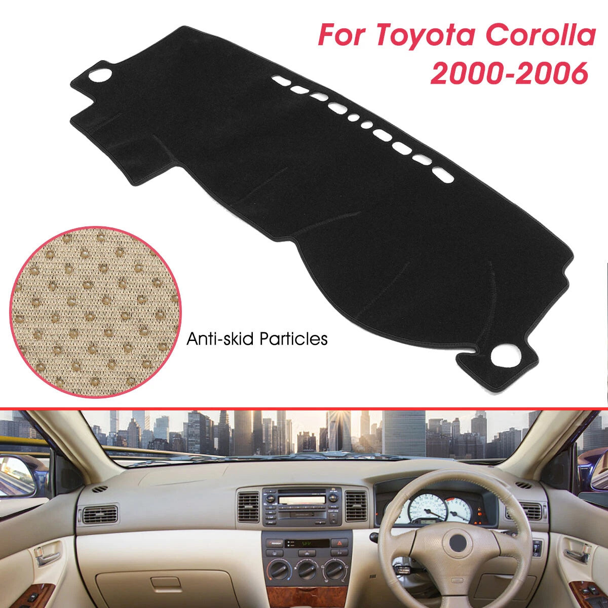Dash Mat for Toyota Corolla (2000–2006) - Dark Black