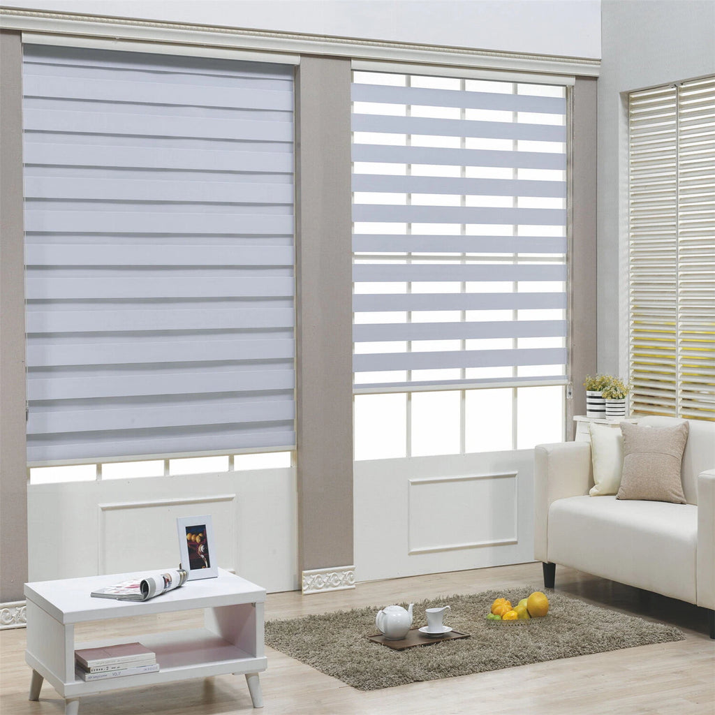 Zebra Roller Blinds for Cordless Dual Layer Shade (52") White