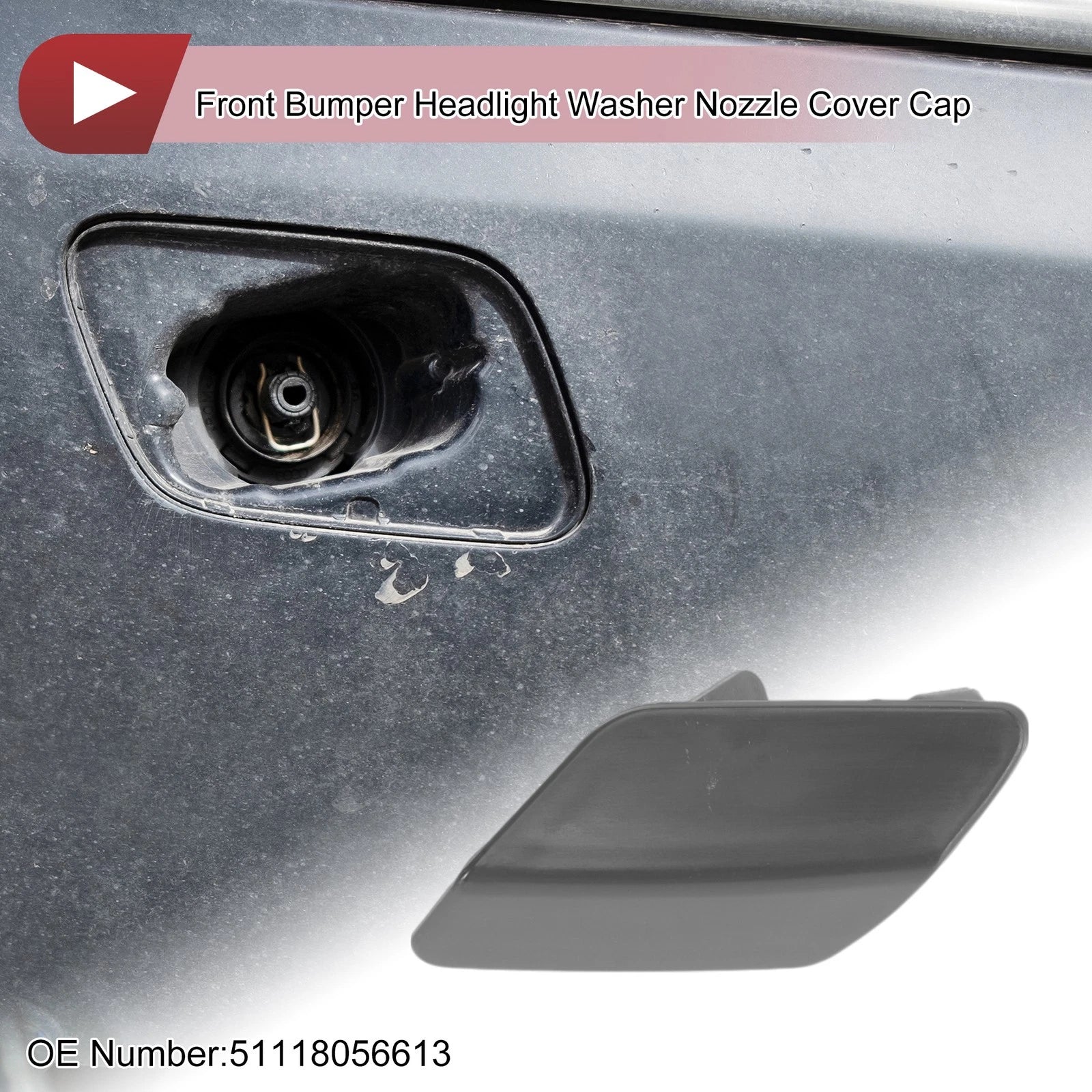 Front Left Bumper Trim Nozzle Cover Replacement for BMW 320i (2013–2018)