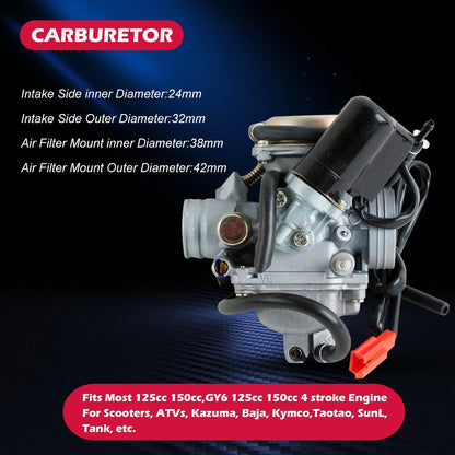 Carburetor Fuel for GY6 125cc 150cc Scooters ATVs (4-Stroke)
