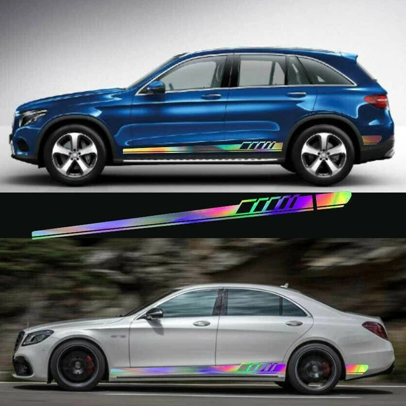 2Pc Reflective Vinyl Long Stripe Decal Sticker for Car