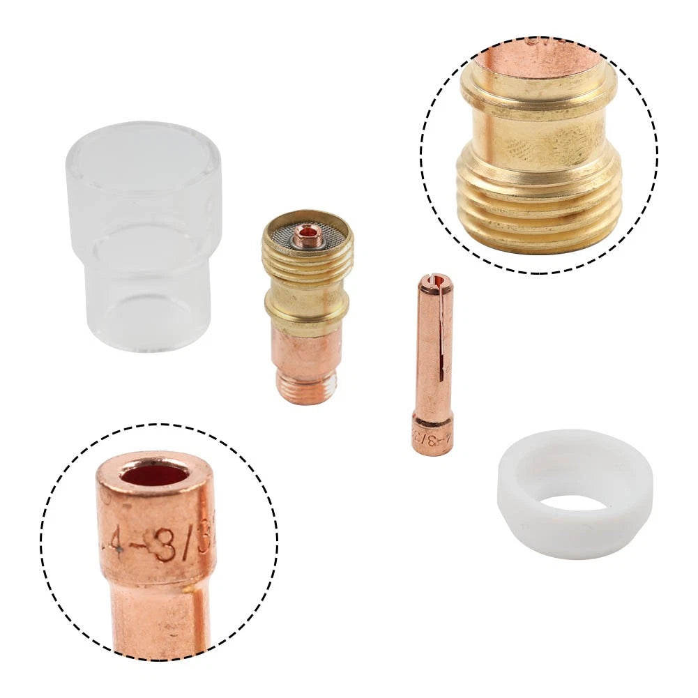10PCS TIG Welding Torch Stubby Gas Lens #12 Pyrex Cup Kit for WP-17/18/26