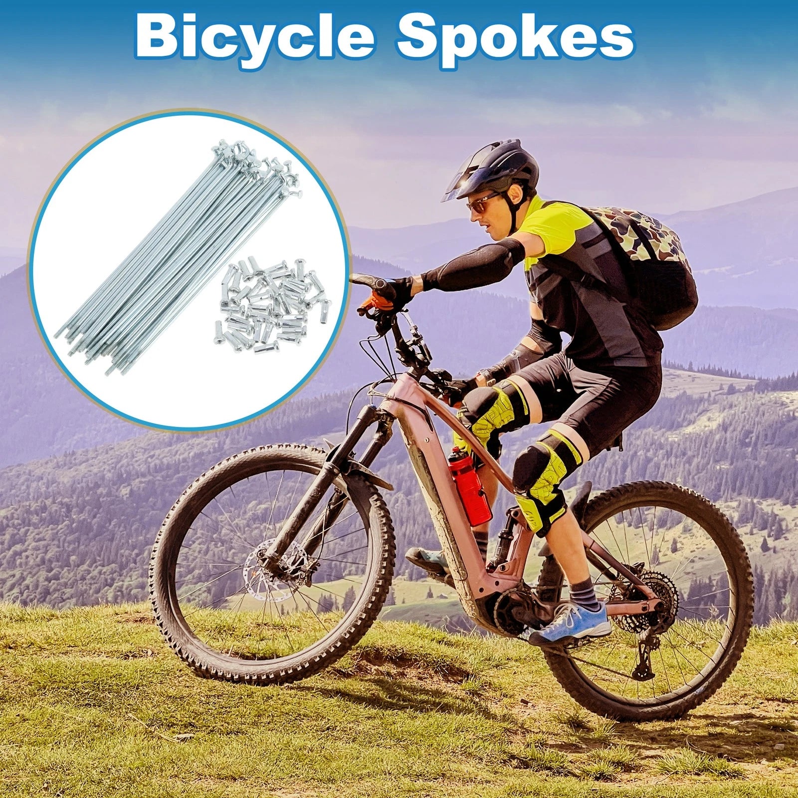 Bicycle Spokes Replacement Set 114mm Galvanized Carbon Steel (Qty 36)