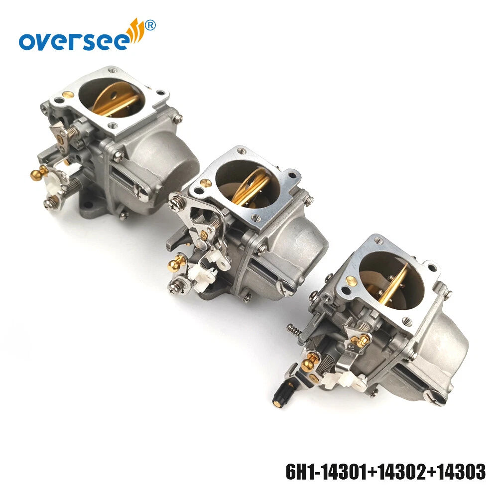 Set of 3 Carburetor Assy for Yamaha 90HP Outboard (6H1-14301/14302/14303)