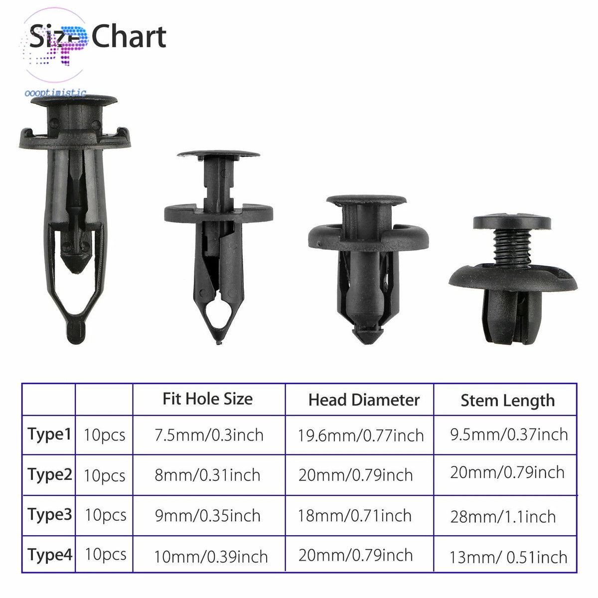 40pcs Car Body Plastic Push Pin Rivet Fastener Trim Clip for Universal
