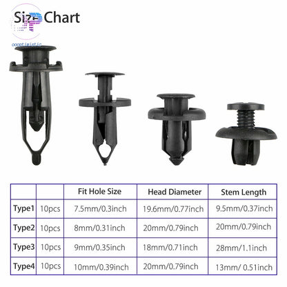 40pcs Car Body Plastic Push Pin Rivet Fastener Trim Clip for Universal