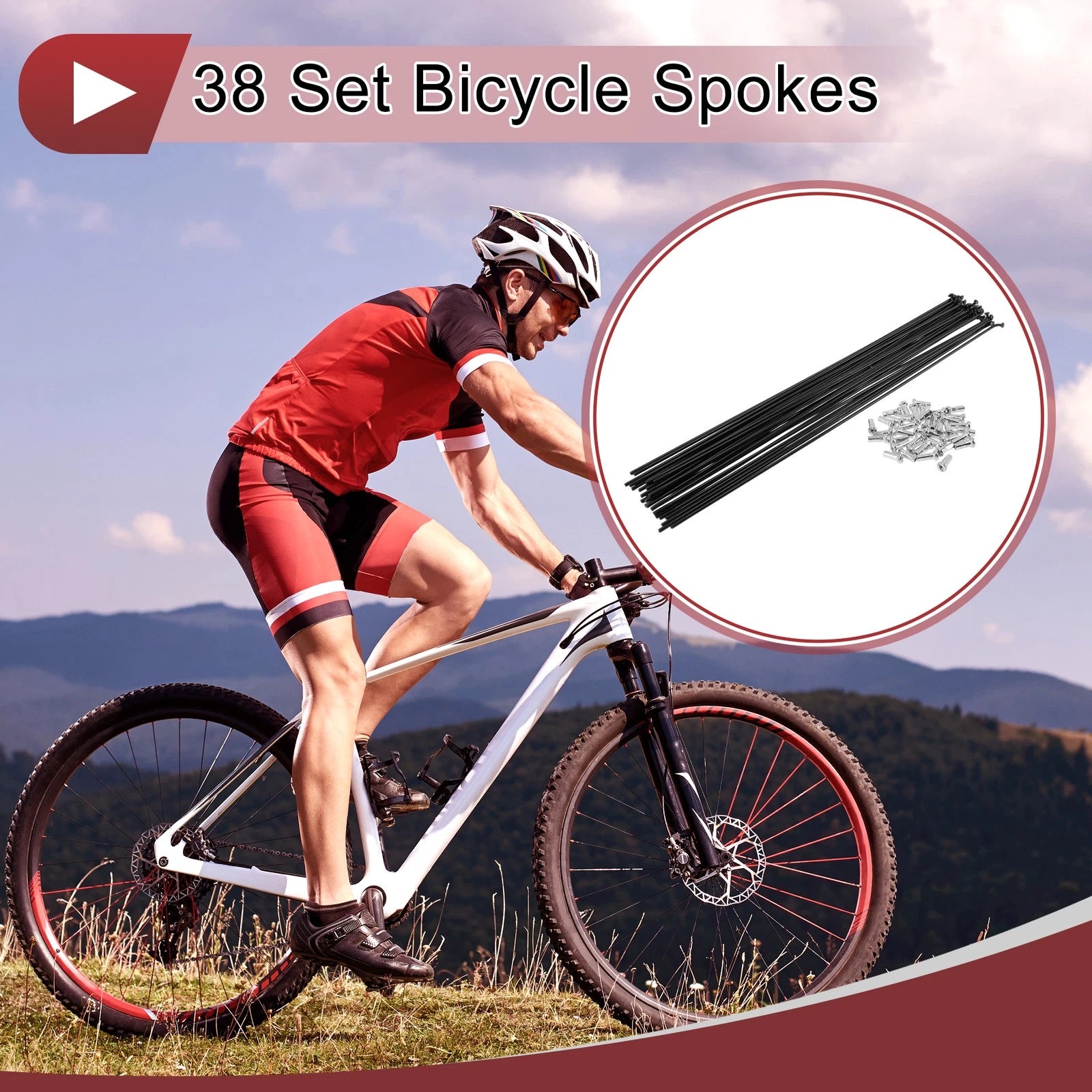Bicycle Spoke Replacement Set for 14G Carbon Steel Wheels (278 mm)