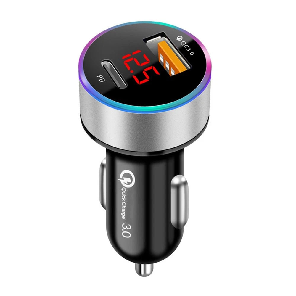 2X Fast Charger QC3.0 USB Type C 2-Port Cigarette Lighter Socket for Universal Car
