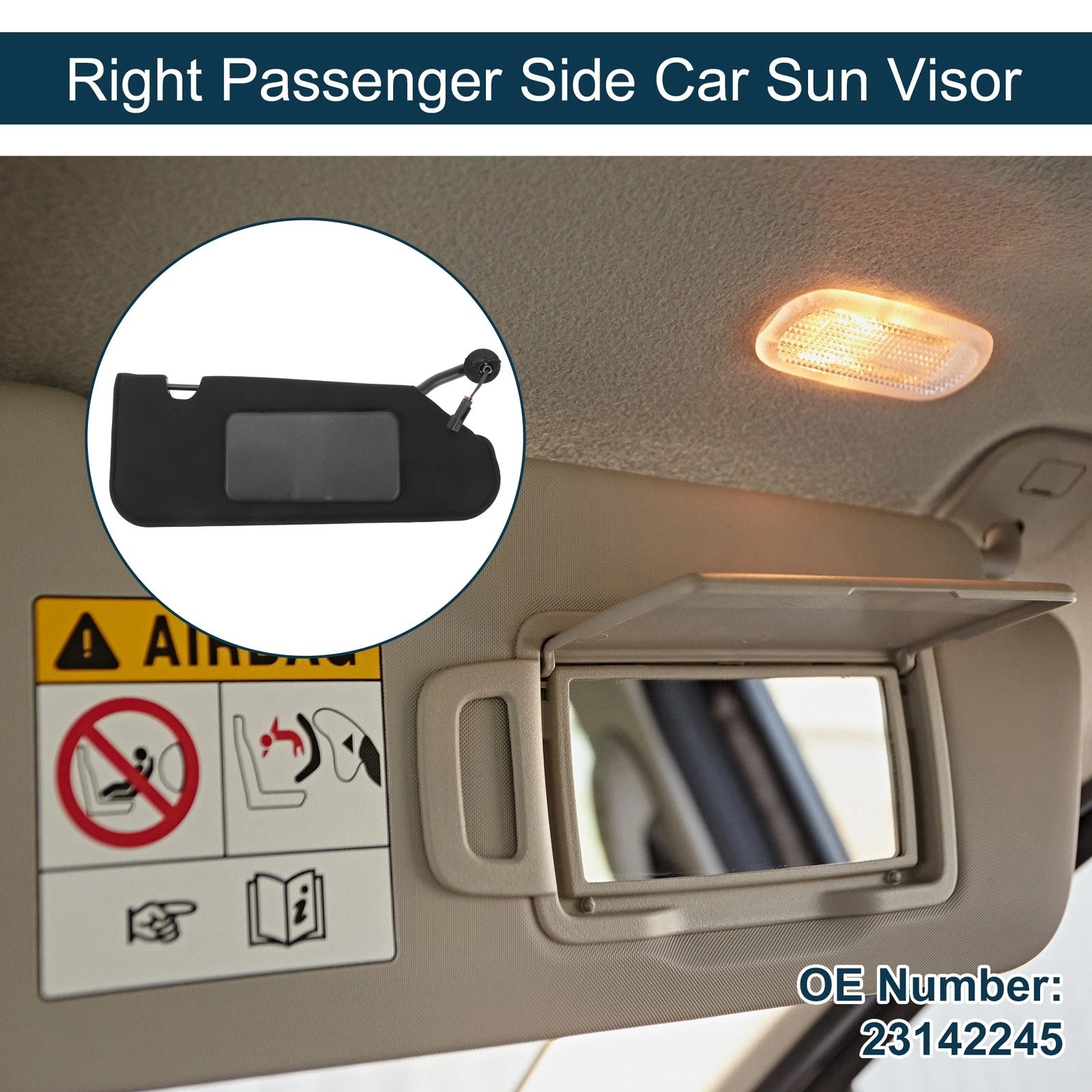 Sun Visor Right with Mirror Light for Chevrolet Corvette (2005–2013)