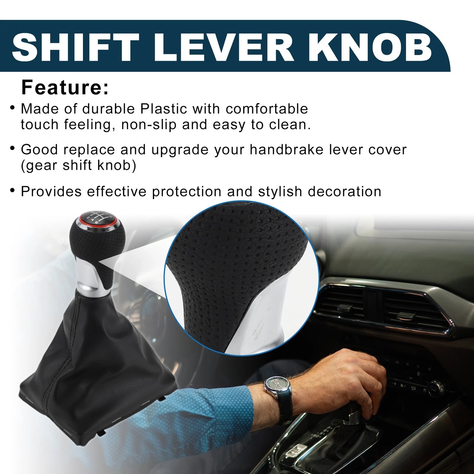 6 Speed Shift Knob with Boot Cover for Audi A4 B8 (2008–2015)