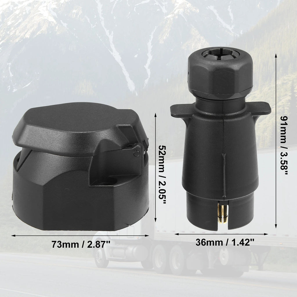 7 Pin Trailer Plug Socket Adapter 12V European Type for RV Boat Car (12V)