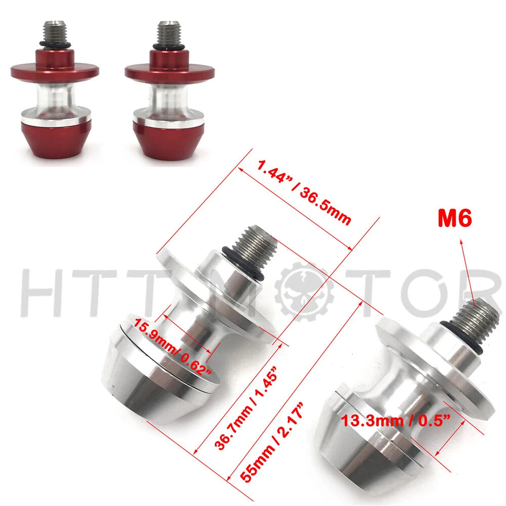 2X CNC Swingarm Spools Sliders for Universal Motorcycle 6MM Red
