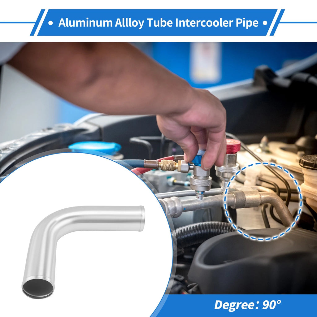 2.99" OD 90° Intercooler Pipe for - Brushed Silver Tone