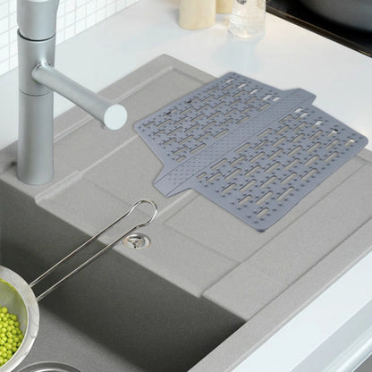 Silicone Saddle Mat for Double Kitchen Sinks (Efficient Drainage Design)