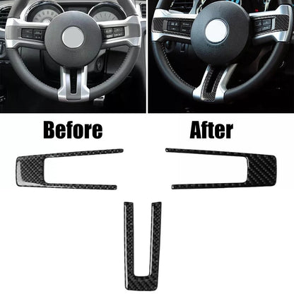 Carbon Fiber Steering Wheel Trim for Ford Mustang (2009–2013)
