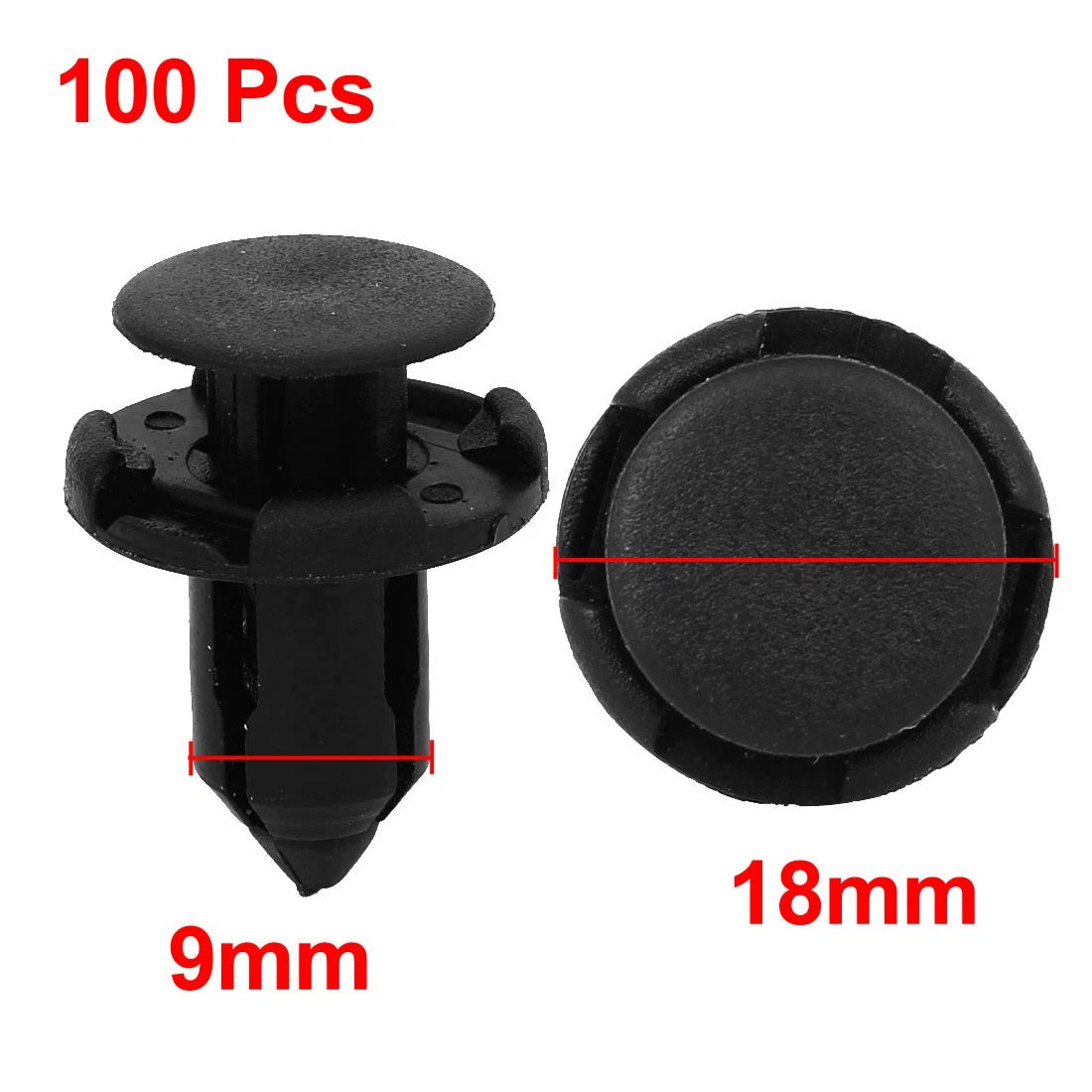 Nylon Fender Retainer Push Clips Set 9mm for Honda (9mm) (100 Pcs)