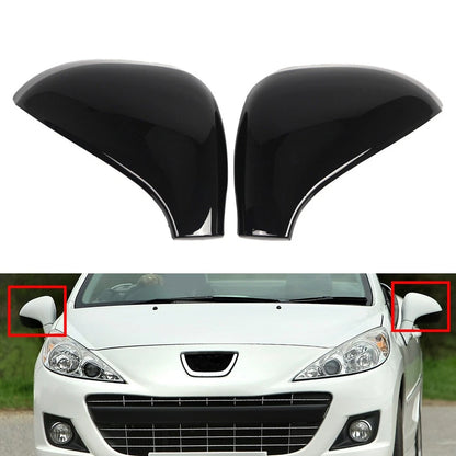 Glossy Black Side Rear View Mirror Cover Cap for Peugeot 207 (2006–2015)