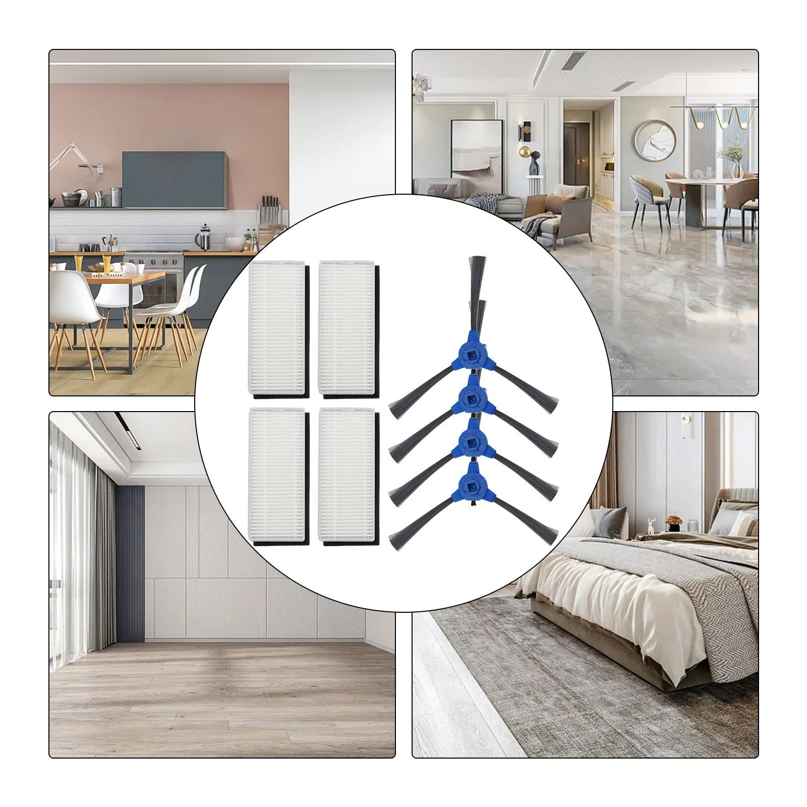 Set of 8 Side Brushes Filters for