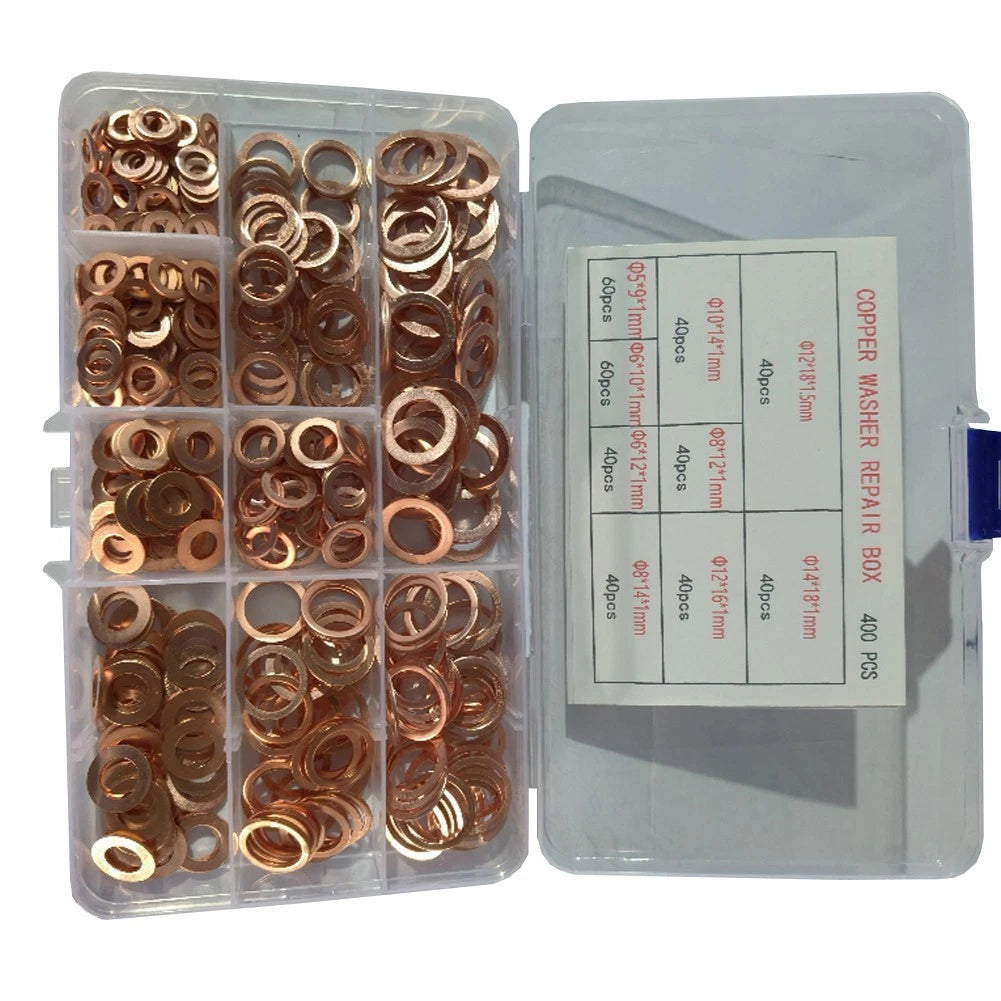 150 Piece Copper Washer Assortment Kit for Easy Transport
