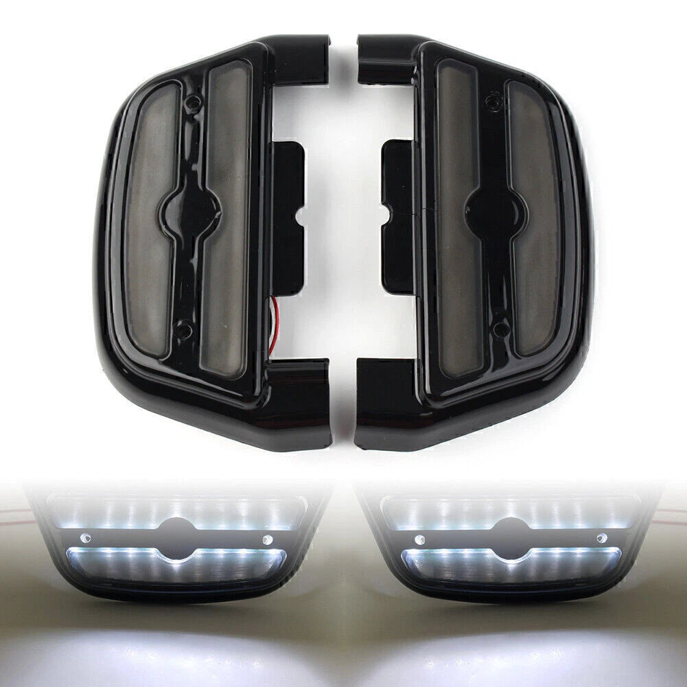 Pair Smoke LED Light Footboard Covers for Harley Touring Road King
