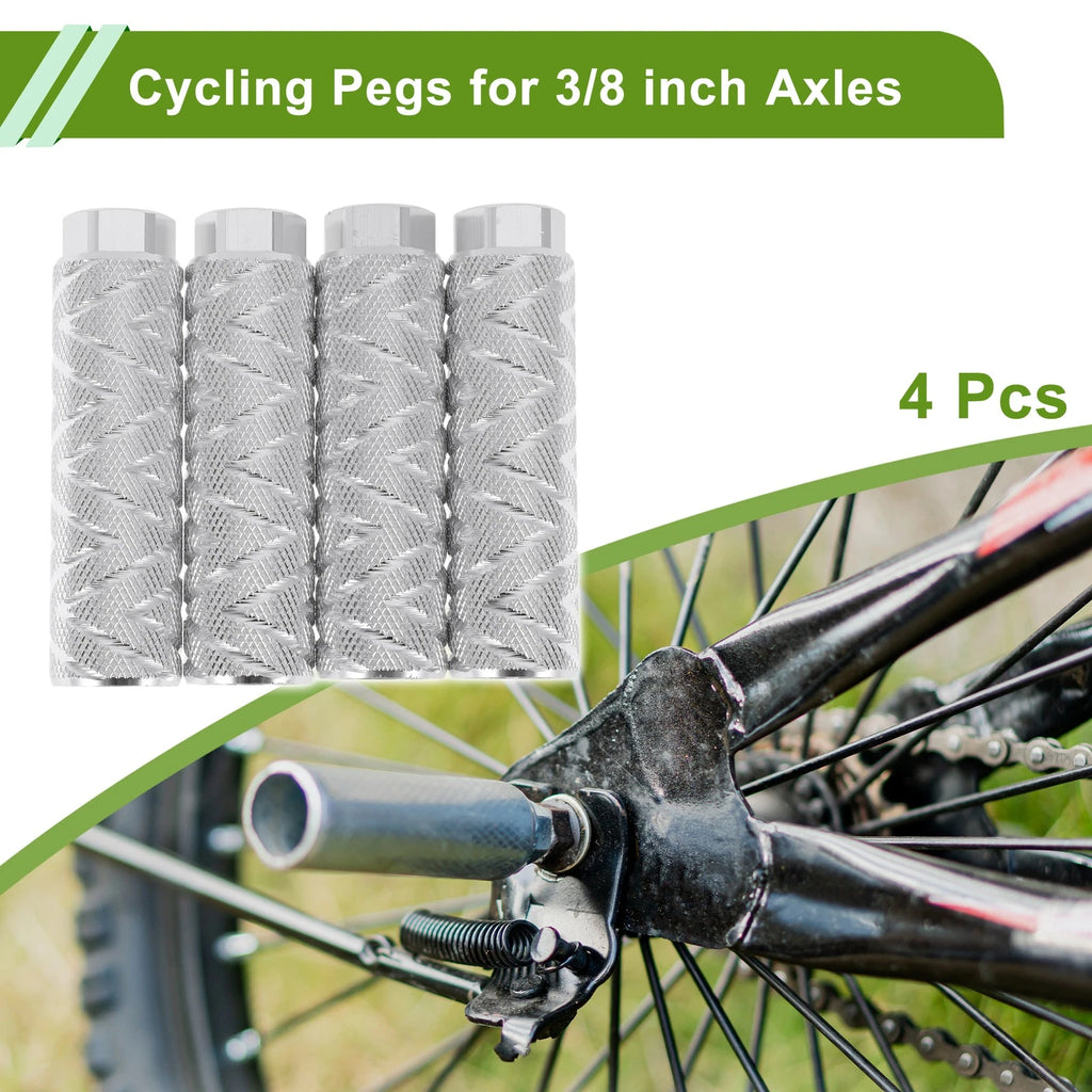 4 Pcs Bike Pegs 100mm Wave Texture Replacement for Silver Tone Cycling