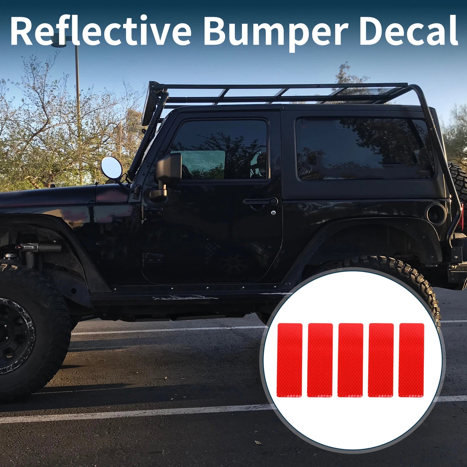 Reflective Bumper Decal for - Fluorescent Red Diamond Grid