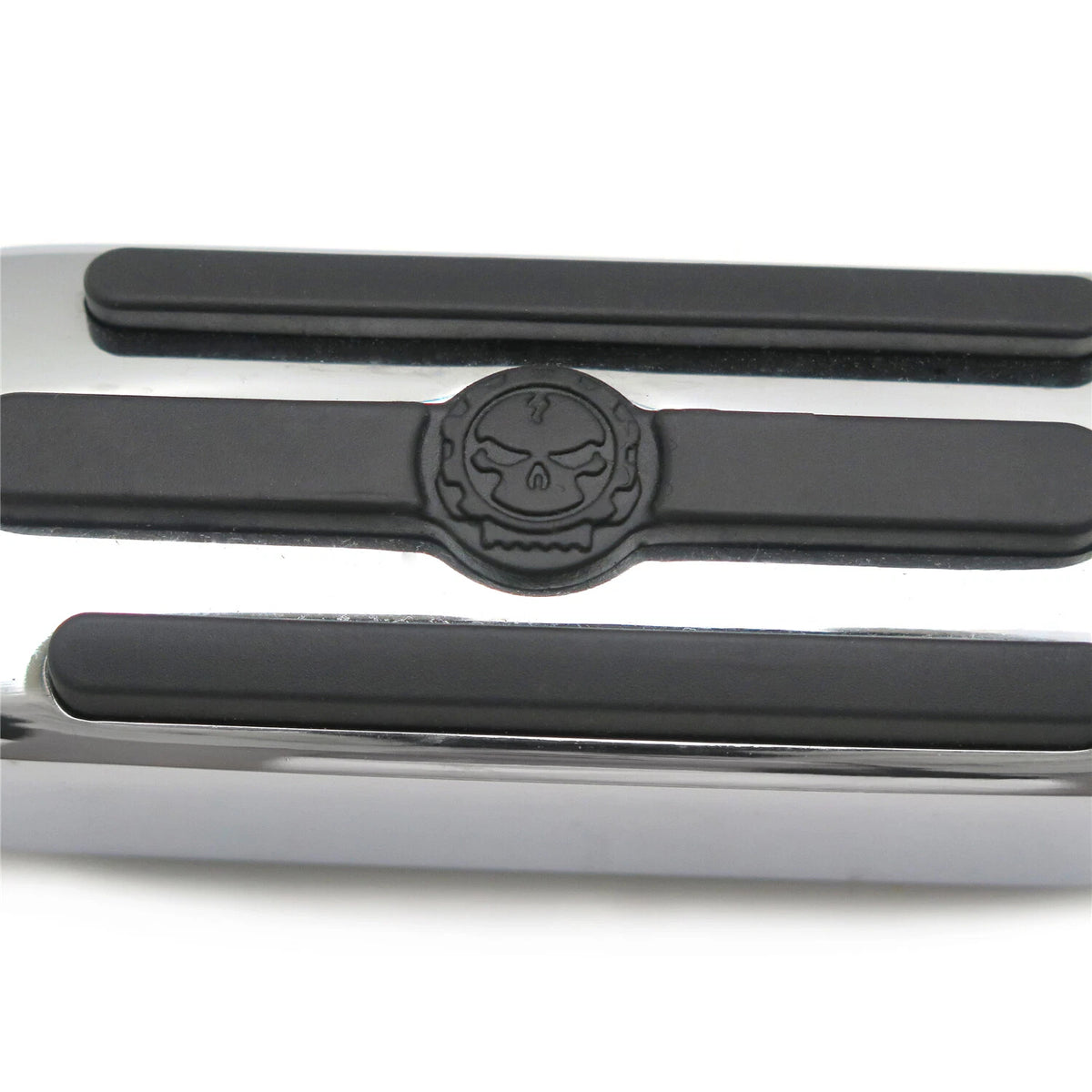 Chrome Groove Skull Footpeg Rest for Harley Sportster (4.5", 1.25")