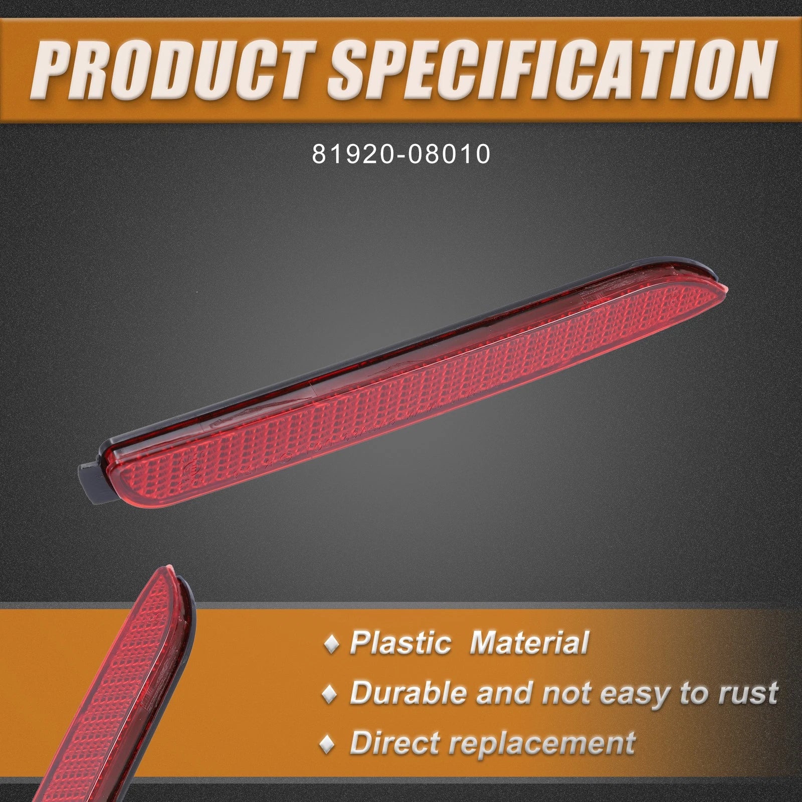 Rear Right Bumper Reflector Light Cover for Toyota RAV4 (2013–2018)