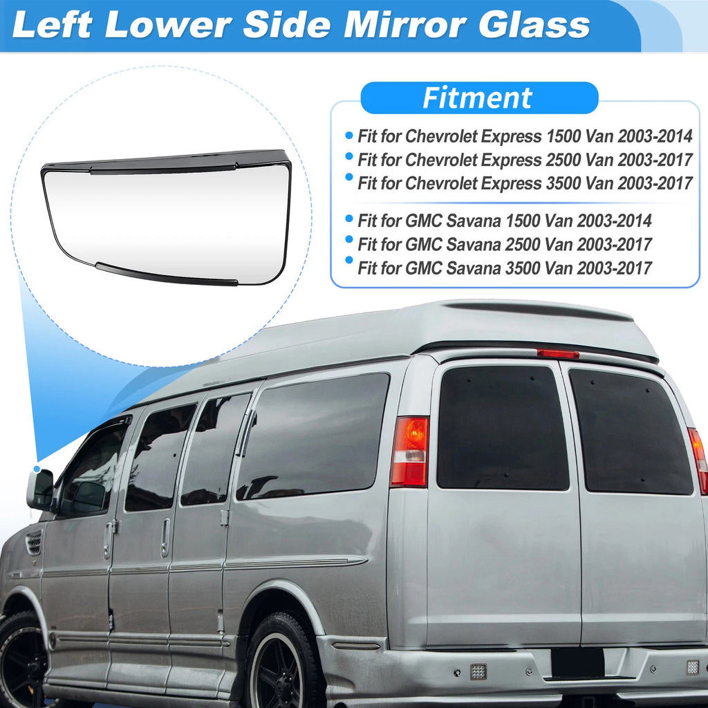Left Lower Side View Mirror Glass for Chevrolet Express 1500 (2003–2014)