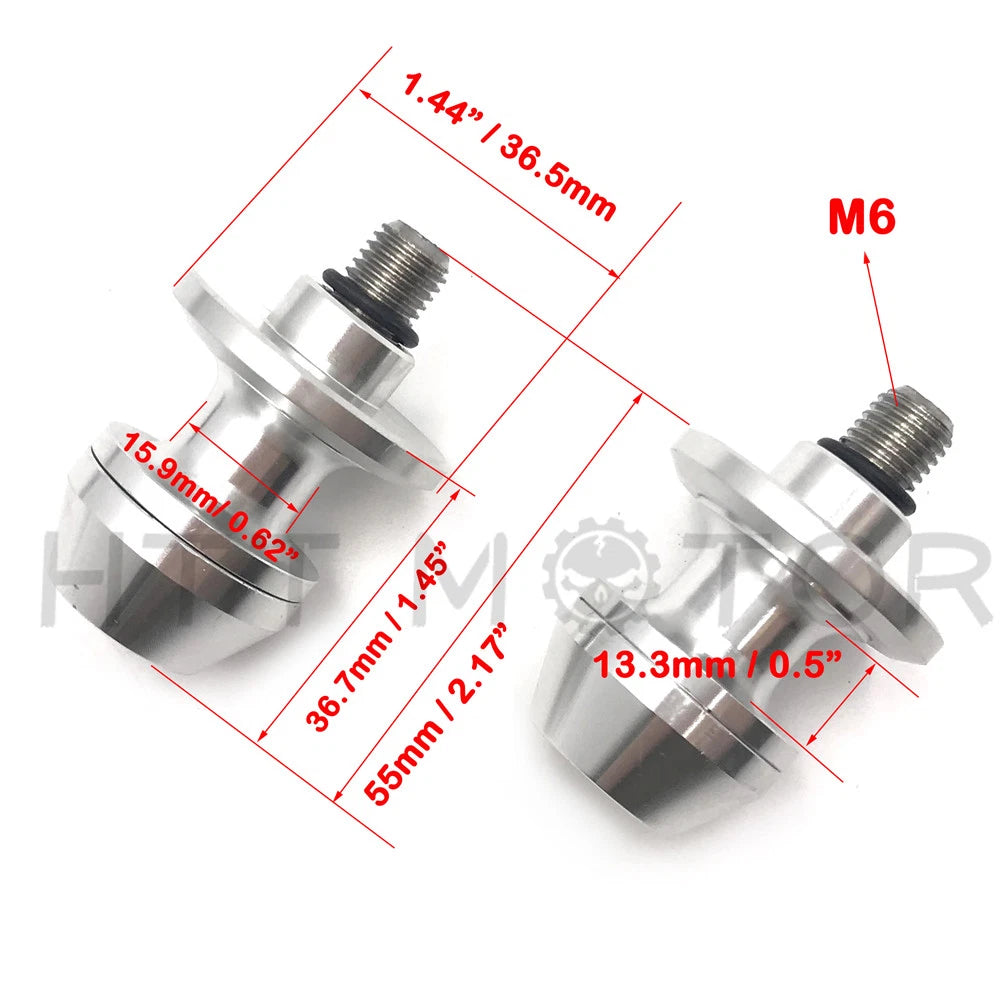 2X CNC Swingarm Spools Sliders for Universal Motorcycle 6MM Silver