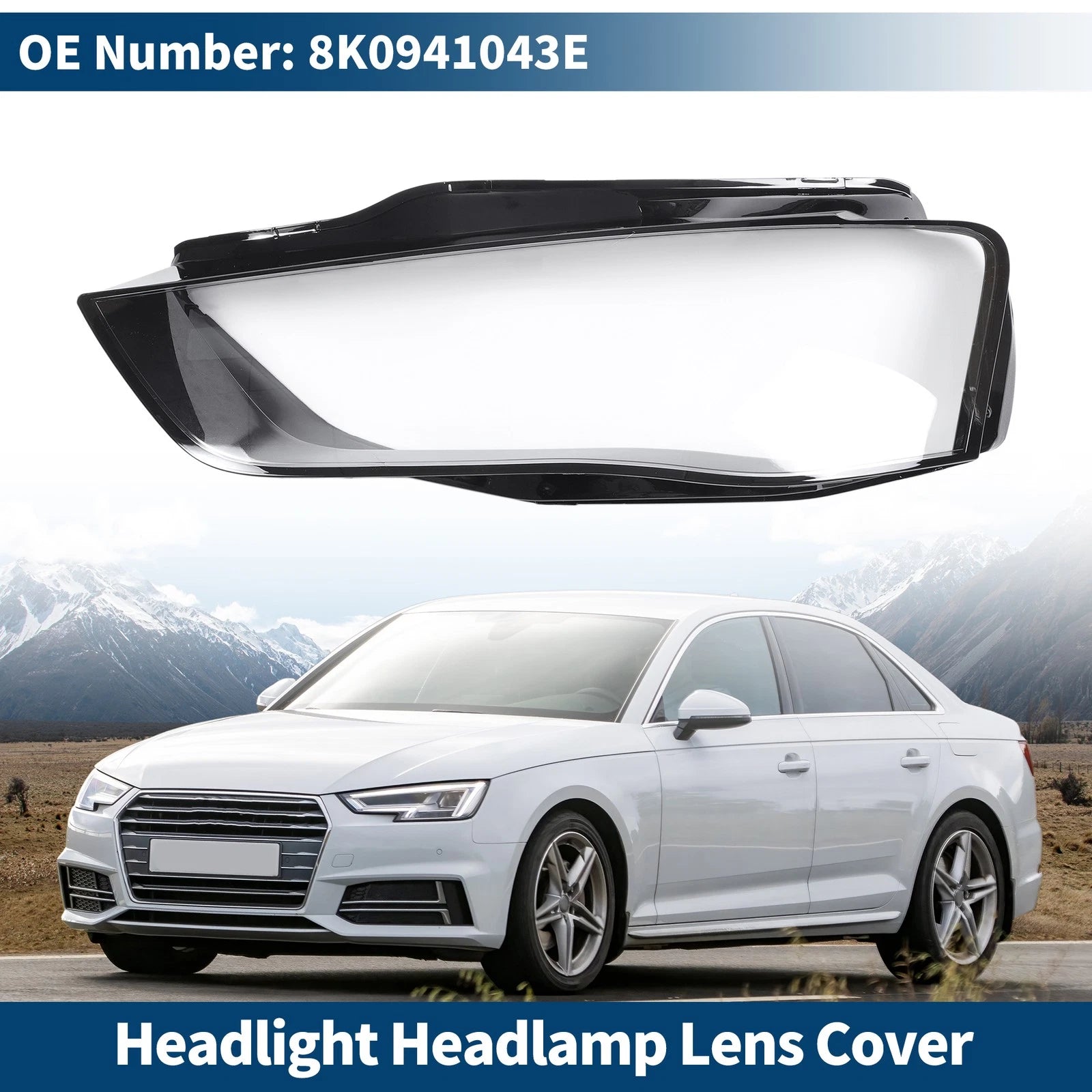Front Left Headlight Lens Cover for Audi A4 (2013–2019)