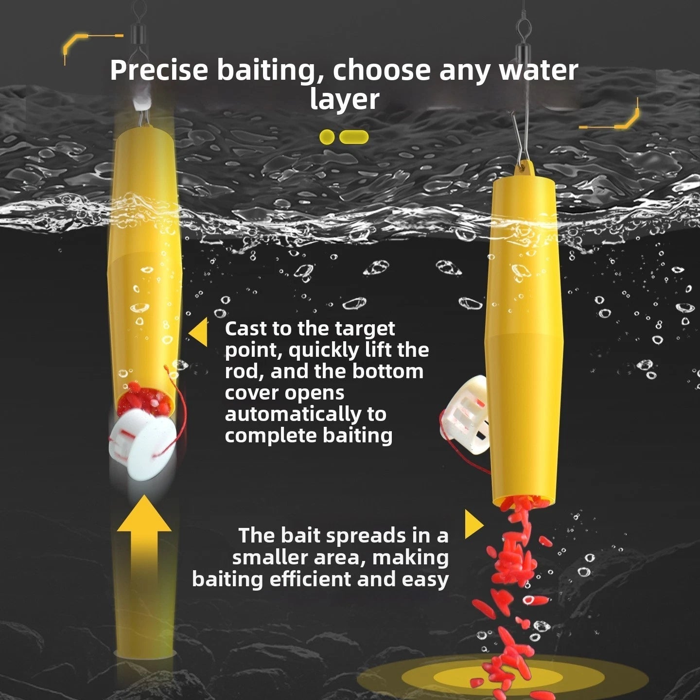 Bait Dispenser for Long Distance Casting and Retrieval