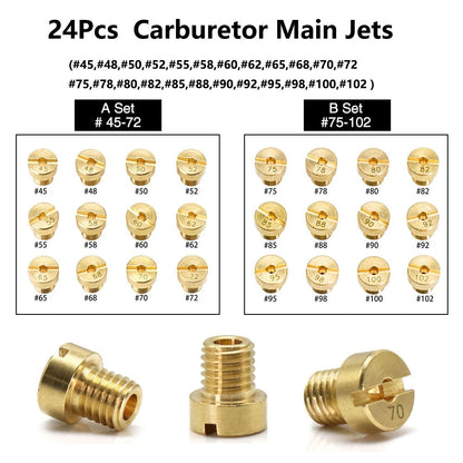 24Pcs M5 Carburetor Main Jet for Dellorto PHBG AD/DS Racing (#45 - #102)